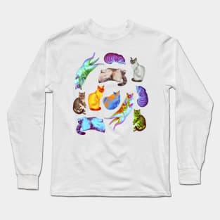 Different colored exotic domestic cats Long Sleeve T-Shirt